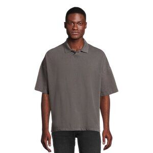 No Boundaries Men's Oversize French Terry Polo Shirt, Charcoal - Small - 2X, NWT